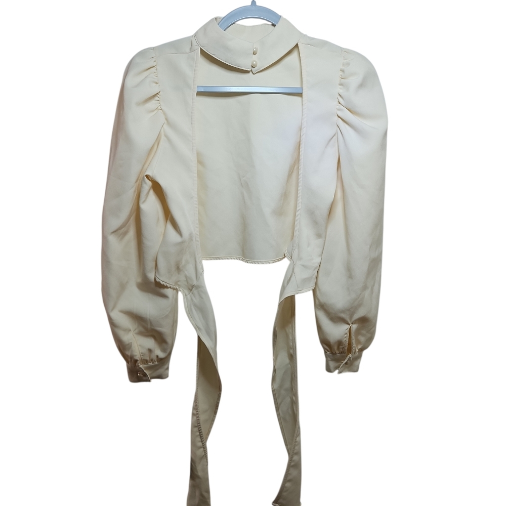 Nasty Gal Cream Tie-Front Blouse